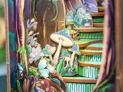 CUTEBEE The Grace of The Forest DIY 3D Book Nook Kit Miniature House Dollhouse with Unicorn Handmade Creative Toy for Teens & Adults Holiday Christmas Gift Bookshelf Insert Decor