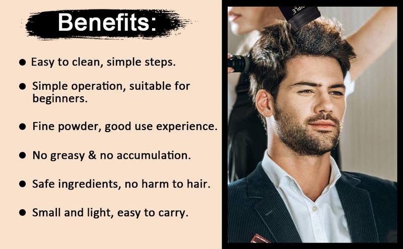 【Valentinesdaygift】Men's Hair Building Fibers and Spray Instant Hair Thickening Powder Natural Haircare Styling for Fuller Looking Hair Fathersdaygift (Black) Love At First Find