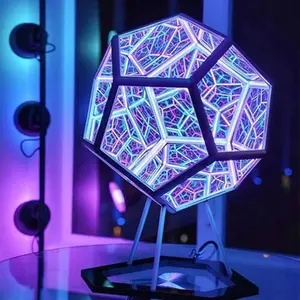 Dodecahedron Game Lamp, Infinite Colorful LED Light, USB Powered Decorative Nightlight, Multi-Color LED for Bedroom Living Room Home Desk Decoration