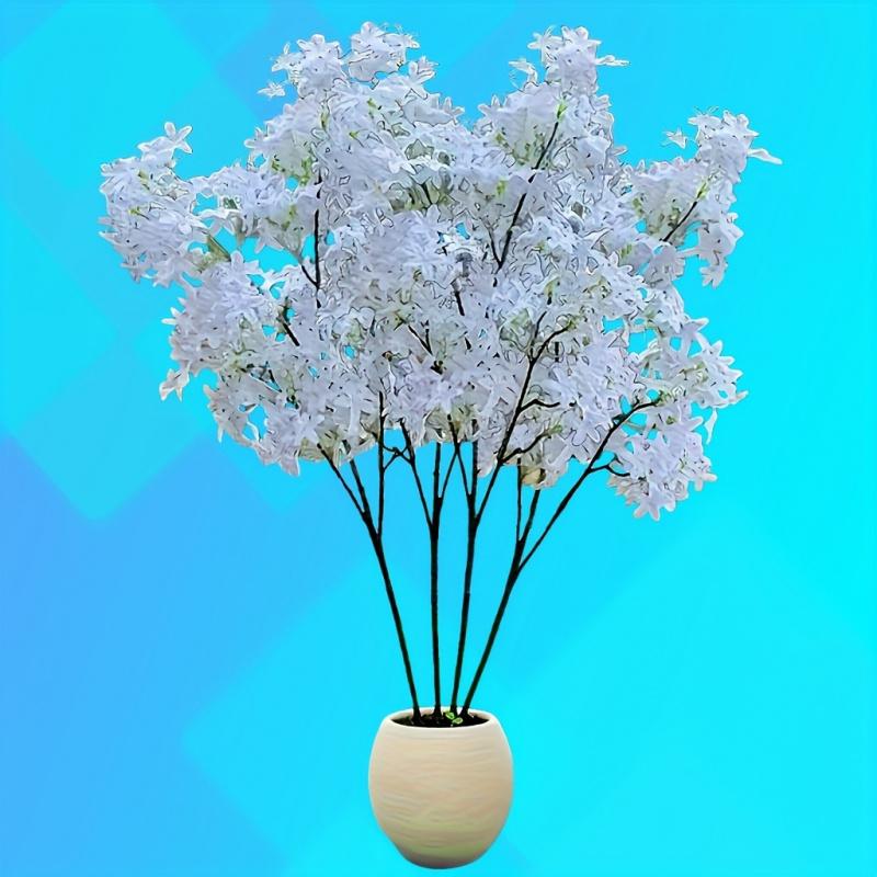 4 37.4-inch tall large artificial red maple decorations - durable plastic materials, elegant pure white flowers, UV weather-resistant design, Lifelike Artificial Flower