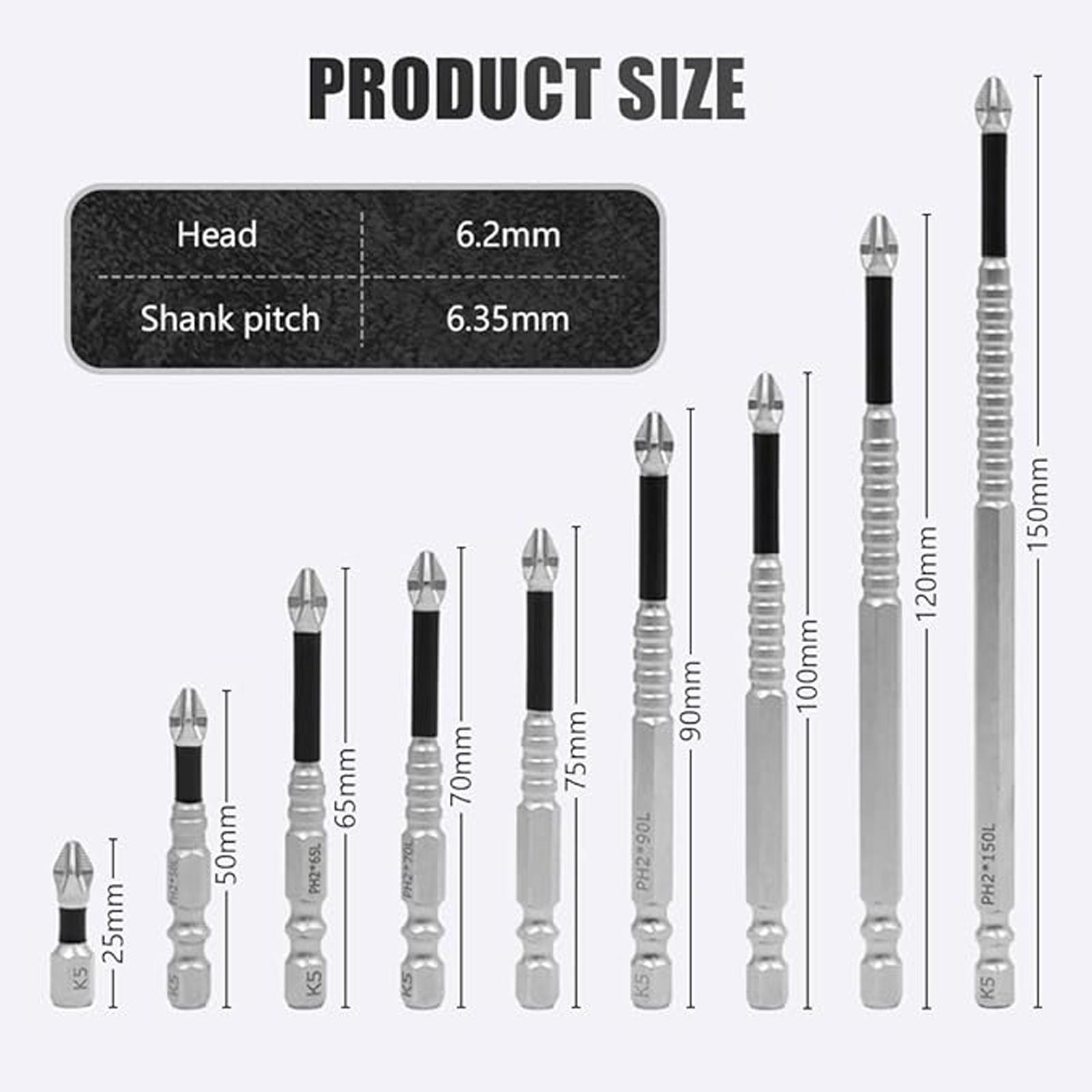 K5 Impact-Resistant and Non-Slip Bit,Impact Driver Bit Set,Titanium Alloy Impact Non-Slip Cross Head,High Magnetic Screwdriver Drill Bit