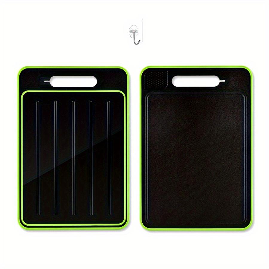 1pc Large 4-in-1 Fast Thaw Defrosting Tray with Cutting Board & Knife Sharpener - Chemical-Free Quick Thawing for Frozen Meat & Food, No Electricity, Heavy-Duty Plastic Multi-Functional Defroster