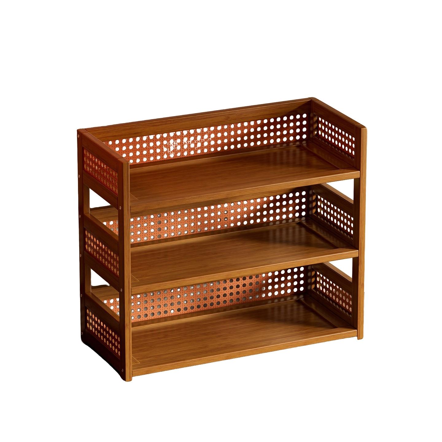 Multi-Layer Storage Rack, Kitchen Spice Rack, Desktop Organizer, Bamboo Office Desk Holder, Independent Display Stand, Display Shelf, Suitable for Office, Dormitory, Home