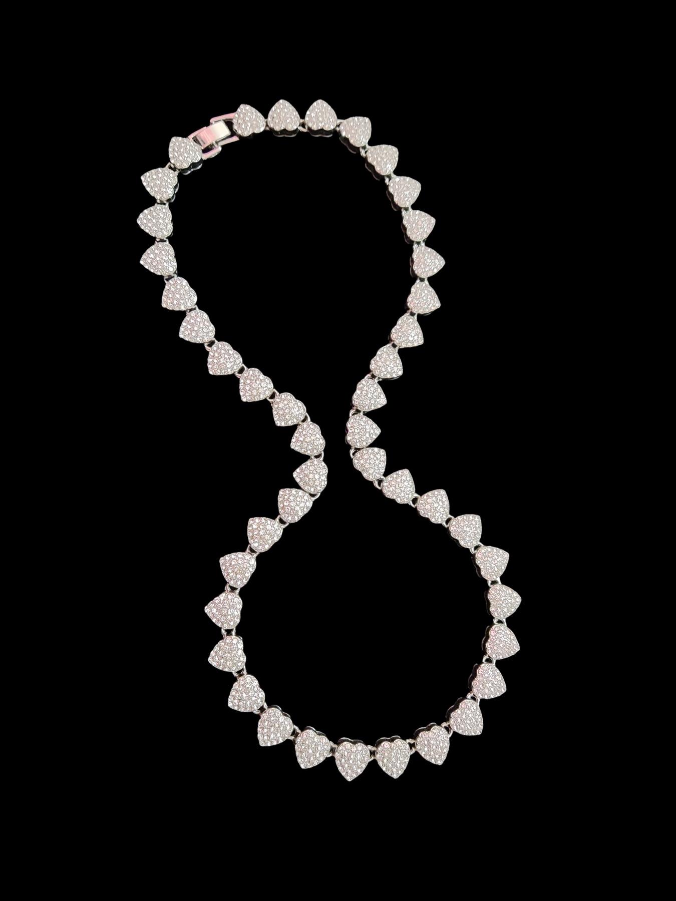 2Pieces/Set Women Heart Earrings & Necklace Set, Artificial Zircon Fashionable Jewelry Set, Street Style, All-Season Wear, Perfect Gift for Her