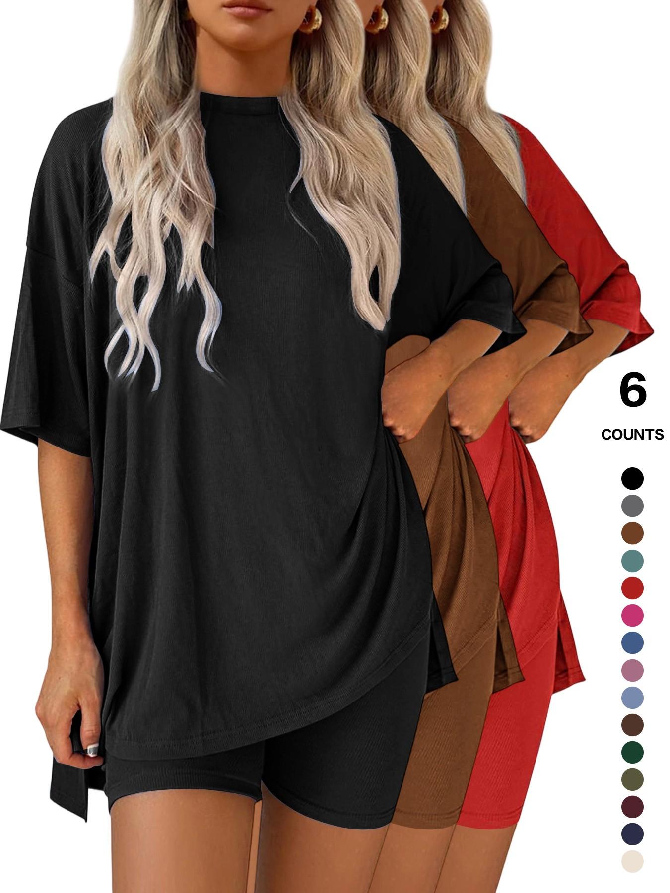 Lounge Set Cozy Mama Set, Women 2 Piece, Oversized Crew Neck T-Shirts for Comfort and Style
