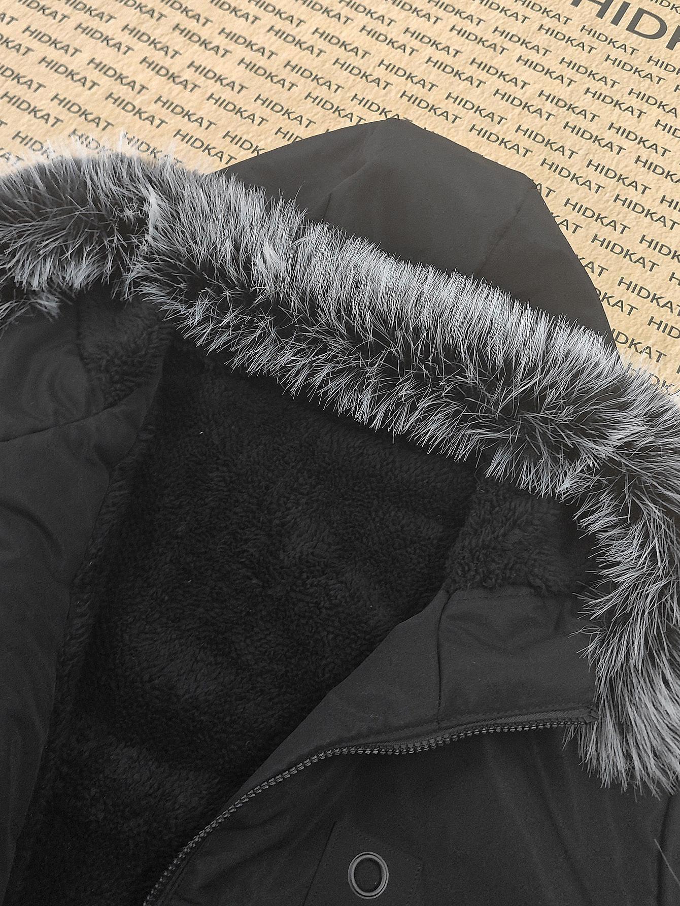 Men's Winter Parka Jacket With Faux Fur Hood, Warm Mid Length Hooded Outerwear