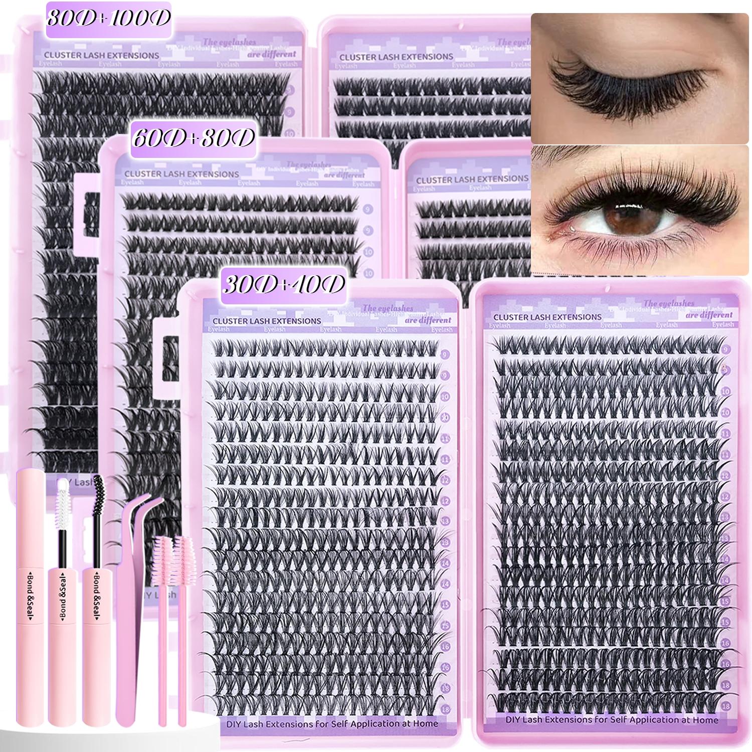 DIY Individual Lashes kit, Eyelash Extension kit, 30D40D, 60D80D, 9-18mm, Natural/Daily/Dense Look, Suitable for Diy At Home, D Curl Individual False Eyelash, Volume False Eyelashes, Eyelash Extensions Set, Wedding, Music Festiva