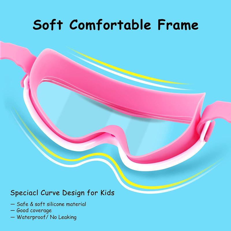 Sharkite Kids Swimming Goggles 1 Pack Anti-fog Anti-UV Wide View Kids Swimming Goggles 3-15 years old