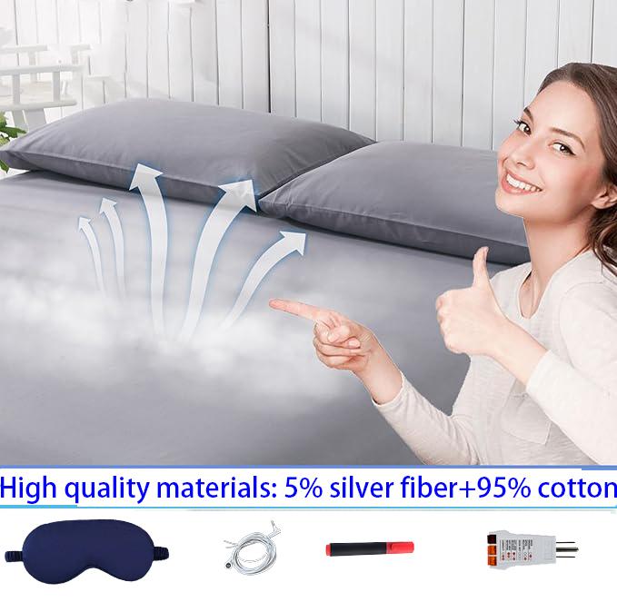 Grounding Fitted Sheet  5% Silver Fiber Fitted Earthing for Better Sleep  King Size