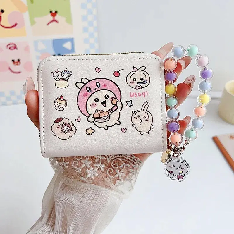 yiji Cute Wallet Coin Purse Card Holder Usagi Hachiware JiYi Small Bag Keychain Kawaii Gift for Girls Students Travel Use