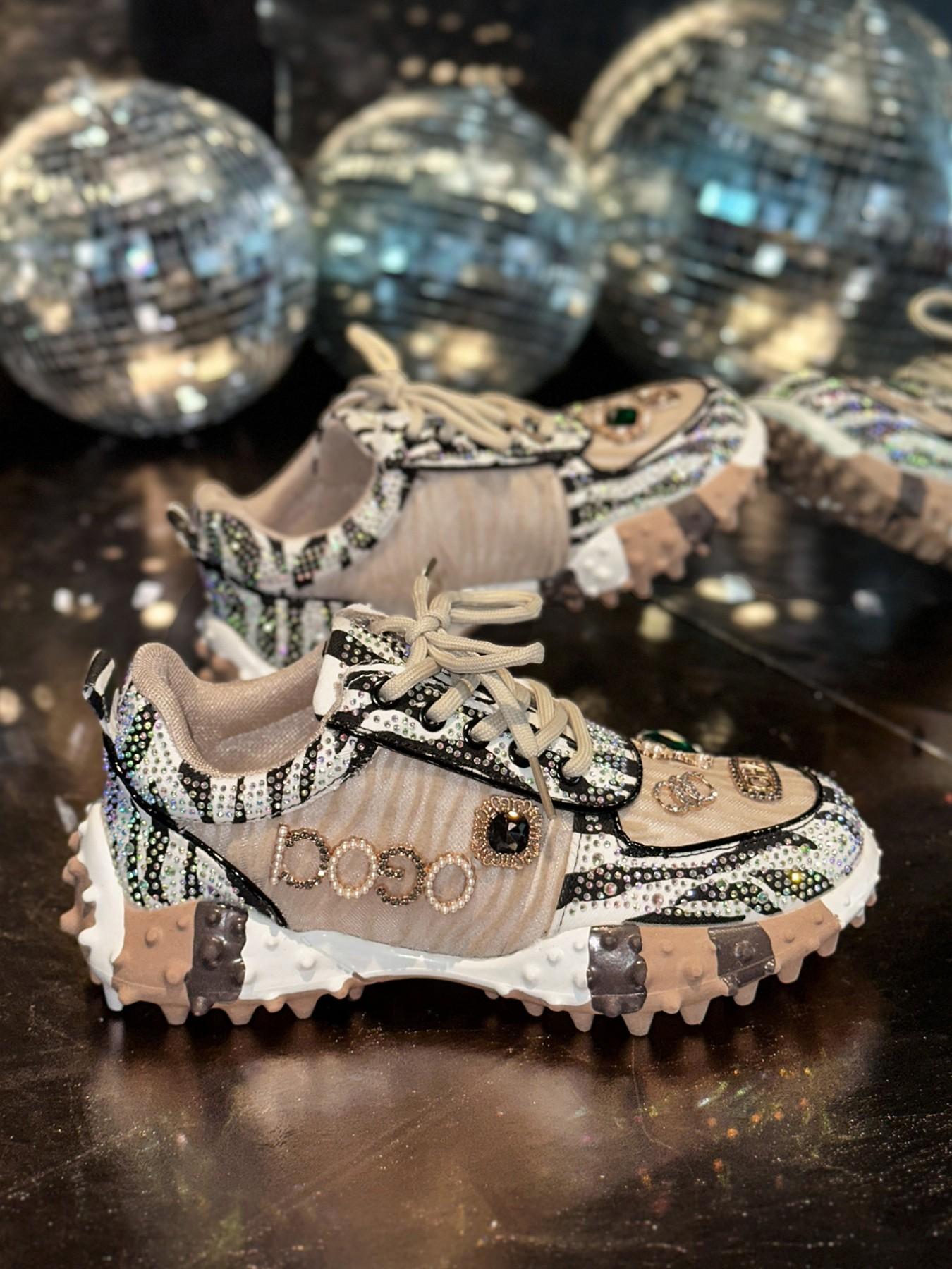 Blinging Ditsy Floral Dad Shoes, Sweet Cool Rubber Sole, Casual Textile Upper, All Seasons Footwear for Women