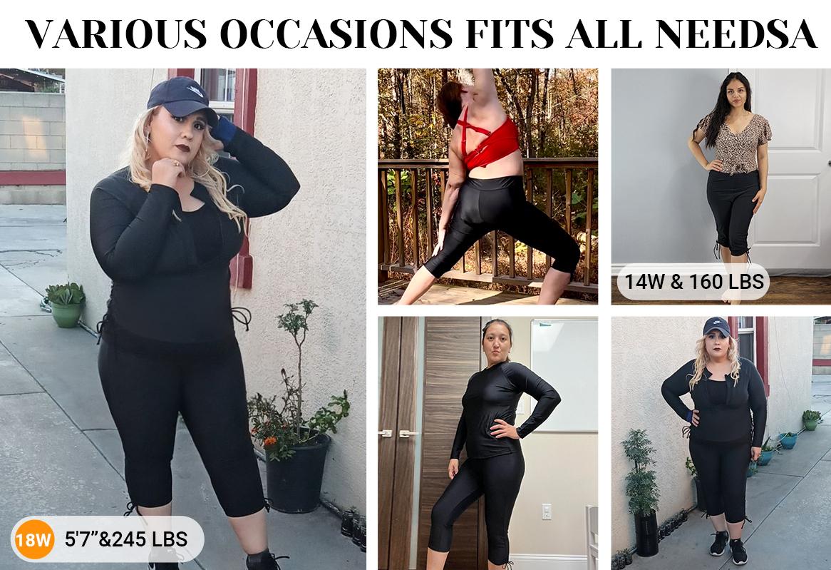 Holipick Womens Plus Size Swim Capris High Waisted Swim Pants Drawstring UPF50+ Long Swim Shorts Holipick Womens Plus Size Swim Capris High Waisted Swim Pants Drawstring UPF50+ Long Swim Shorts