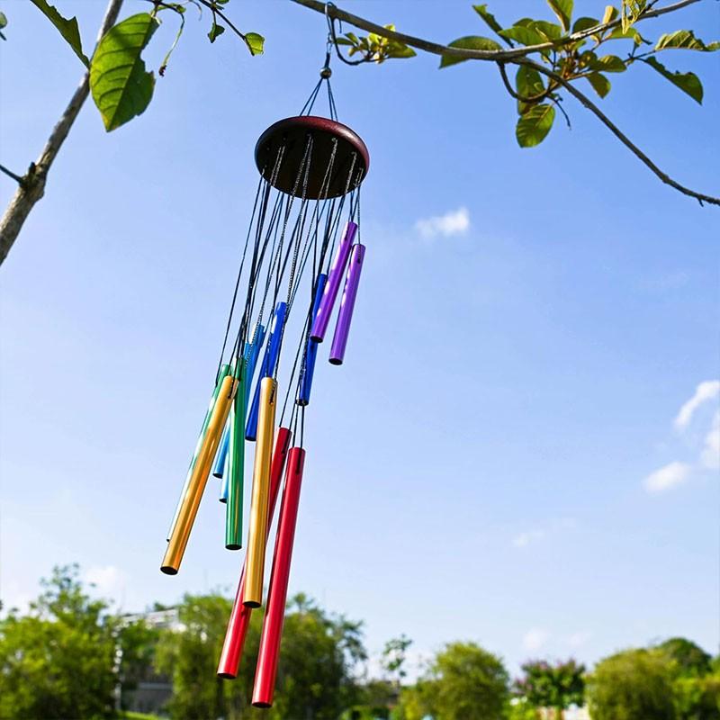Outdoor Courtyard 12-Tube Colorful Hotel Wind Chime, Garden Balcony Decor, Healing Sound Wind Chime, Meditation Sleep Aid, Home Decoration Gift, Nordic Style, Perfect Holiday Birthday Gift