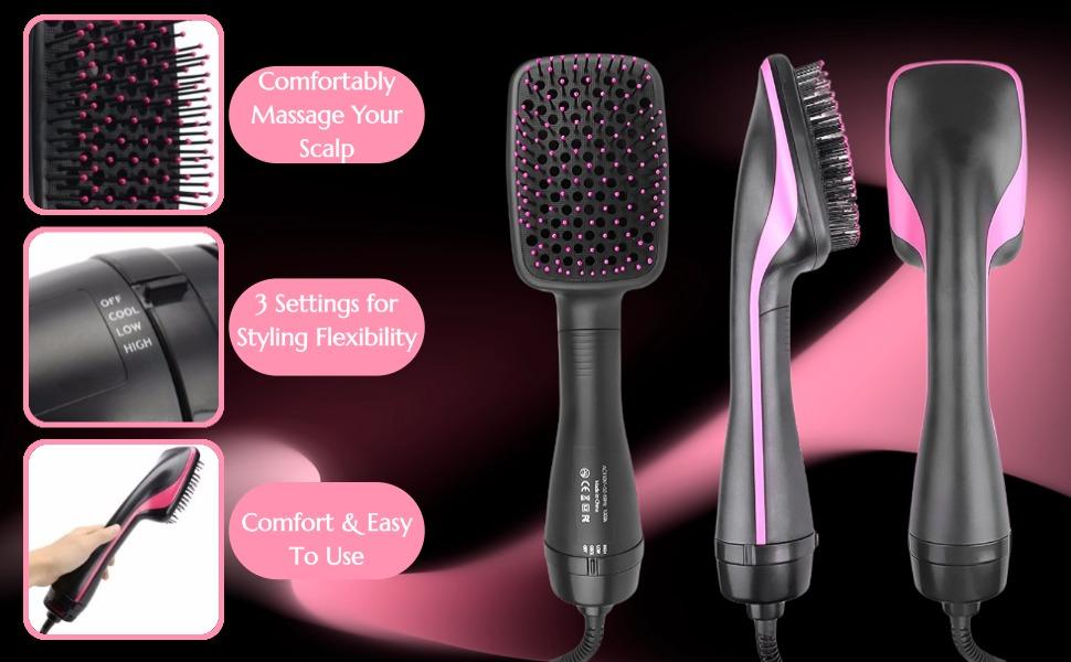 【2026】3 in 1 One Step Hair Dryer and Styler, Hair Dryer Brush ,Blow Dryer Brush in One, Negative Ion Hair Straightener ,Hot Air Styling Tool for Straightening Drying Smoothing,Hair Drying & Styling, Black