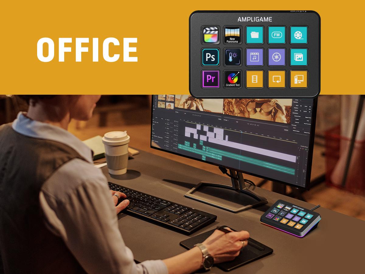 FIFINE D6 Gaming Stream Controller, Control Pad, AmpliGame Control Deck, with 15 Macro Keys, Streaming Keyboard with Trigger Actions in OBS/Twitch/YouTube, Shortcut Buttons Keypad Works with Mac and PC - AmpliGame D6