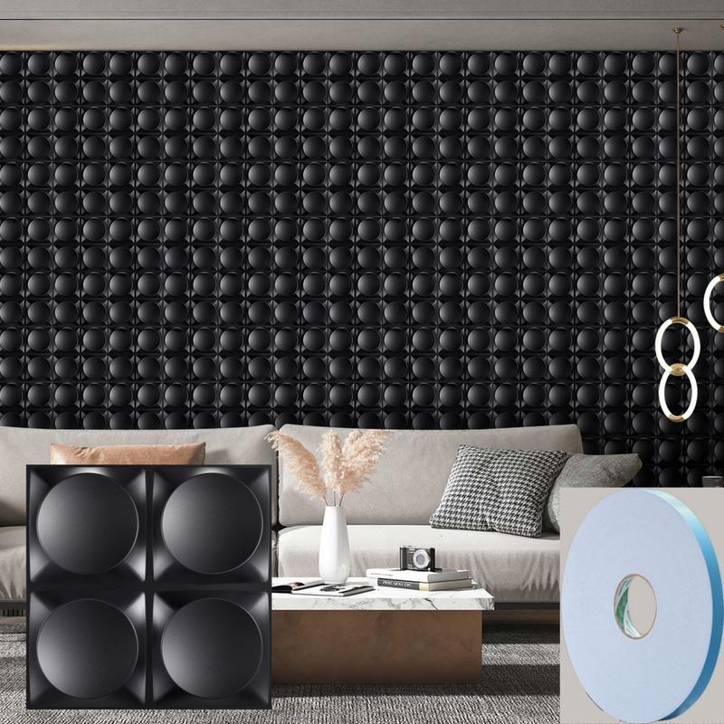 20/30pcs 3D Textured PVC Wall Panels, Waterproof & Moisture-Proof, Easy Install with Adhesive Tape - Modern Abstract Design for Stylish Home Decor, 11.8 x 11.8 inch, Waterproof Wall Panels