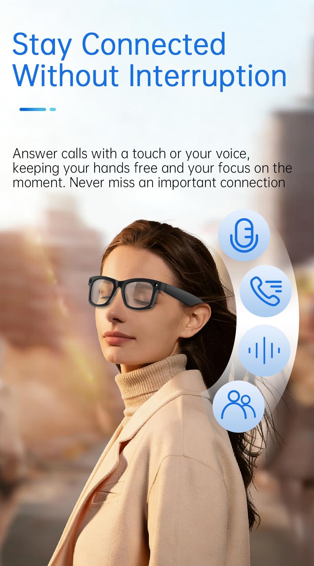 2026 New Smart Glasses Aimb S2 Max, HD Camera, Ai Translation, Video Recording, Bluetooth-compatible Music, Blue Light Blocking, Unisex Daily Wear, Multifunctional Smart Glasses