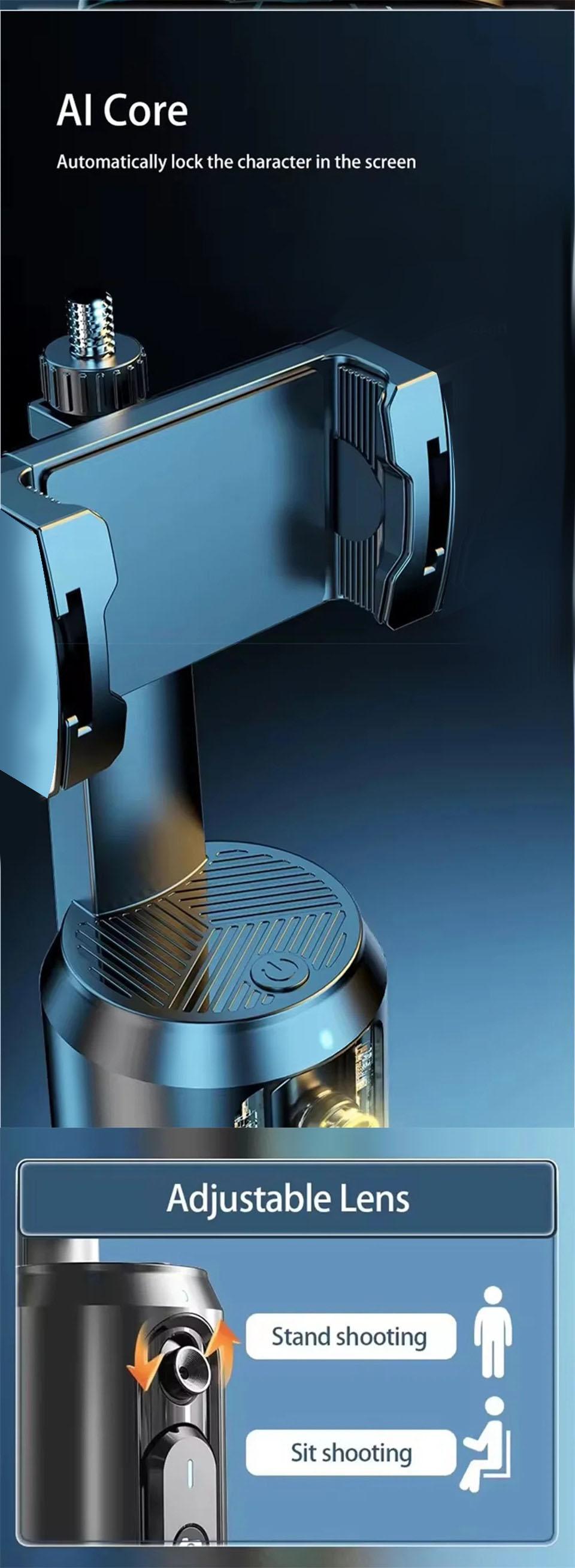 360° Rotating Cloud Mount Stabilizer Selfie Stick Tabletop Face Tracking Camera Tripod with Bluetooth-compatible Remote Shutter and Light Base