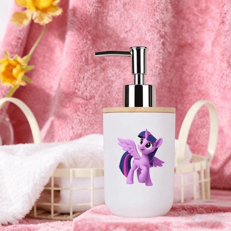 1pc dispenser with cartoon print; dual-function toothbrush cup/hand sanitizer bottle - reusable for shampoo, shower gel, bathroom, and kitchen use - a perfect Valentine's Day/Christmas gift (assembly required, parts inside the cup)