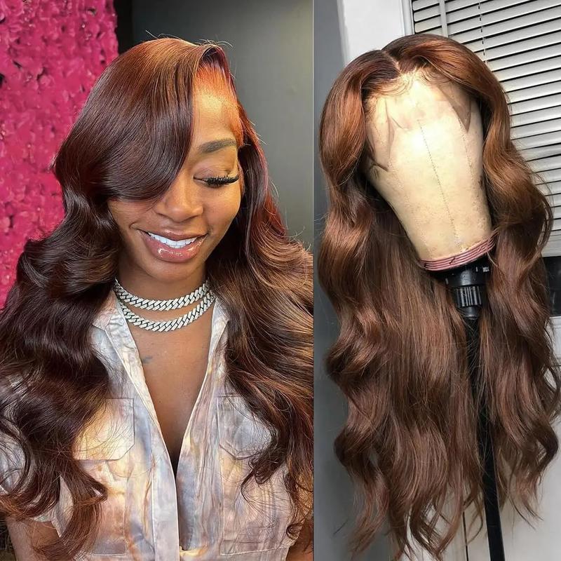 Bling Hair Human Hair Wigs Color 33# 99J 4# Nature Color Wigs 13x6 Body Wave  Lace Frontal Wig 180% Density Transparent Lace Front Wigs For Women