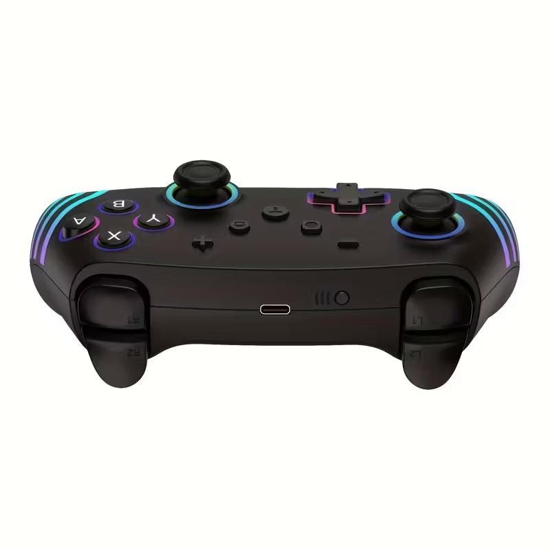 Wireless switch controller with motion sensing, 6-axis gyroscope, turbo function, RGB lighting, and wireless connectivity