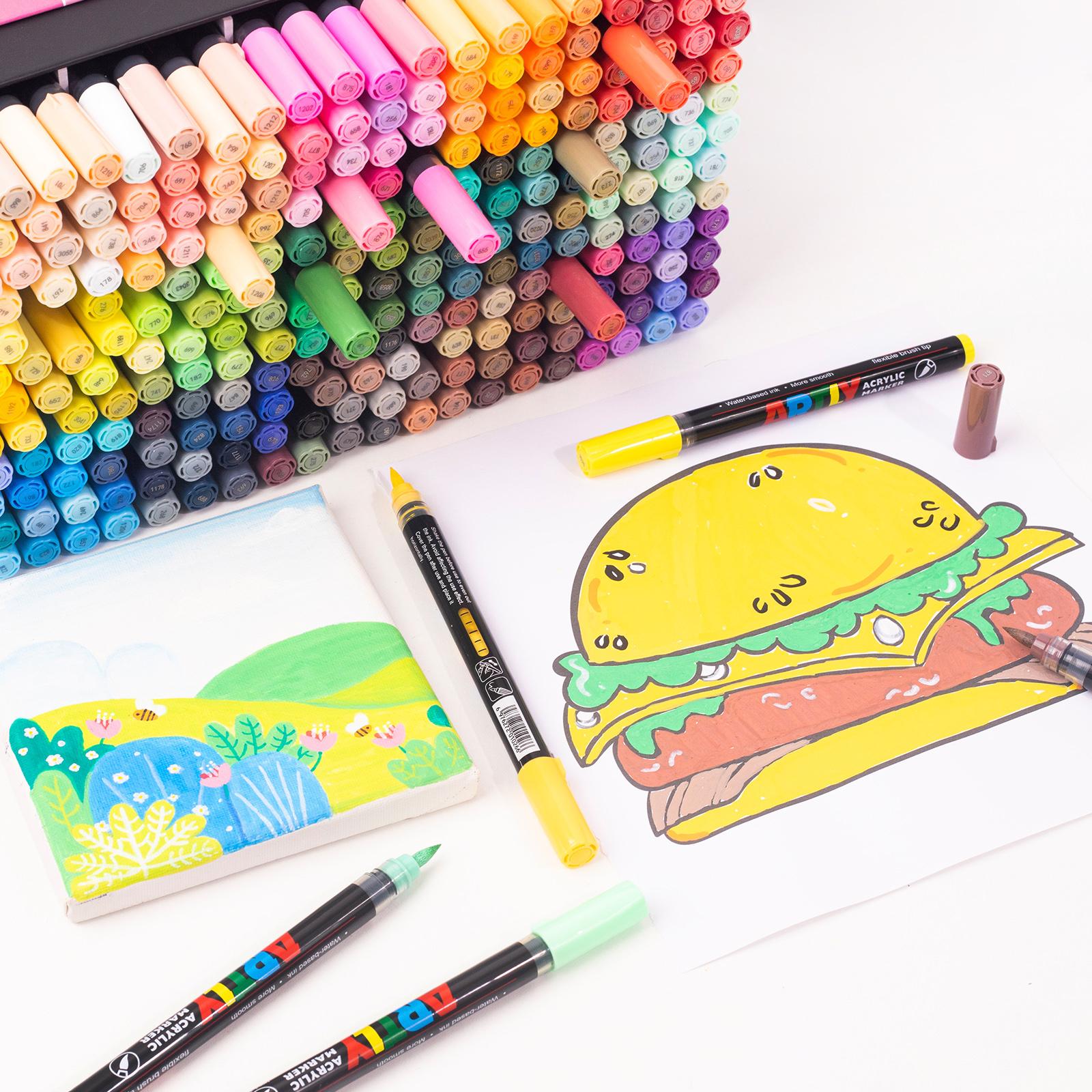 Acrylic Brush Marker Pen, 1 Set Waterproof Pen with Soft Brush Nib,Acrylic Paint Markers, Art Paint Marking Set for Glass Stone Wood Plastic Paper  tiktokshopblackfriday