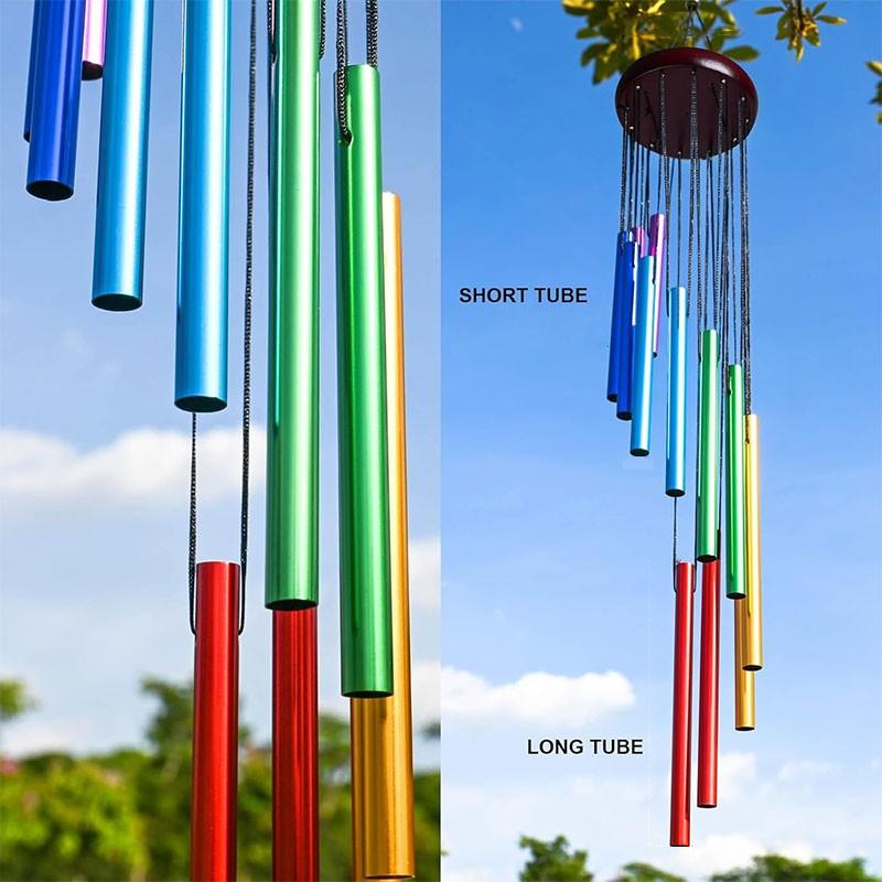 Outdoor Courtyard 12-Tube Colorful Hotel Wind Chime, Garden Balcony Decor, Healing Sound Wind Chime, Meditation Sleep Aid, Home Decoration Gift, Nordic Style, Perfect Holiday Birthday Gift