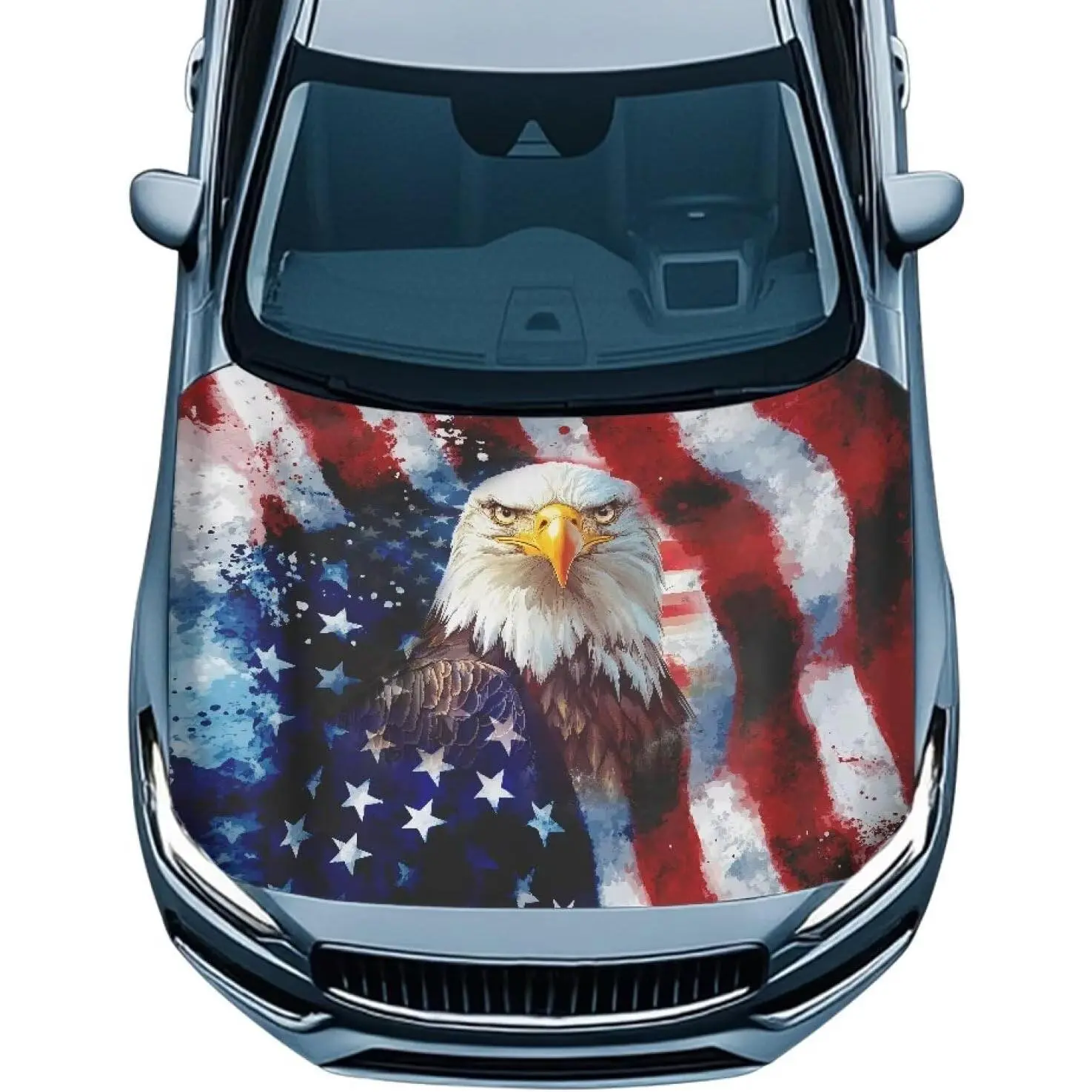 Eagle Flag American Hood Flag Cover Stretch Polyester Fabric Cover Car Hood Covers Protector Easy Installation Removable Automotive Accessories Suitable for Cars