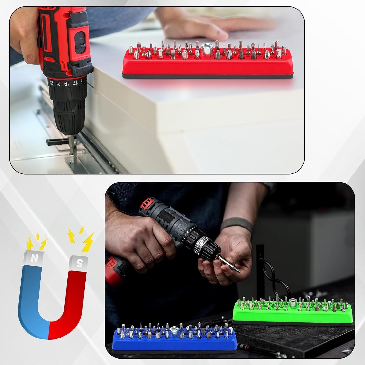 Magnetic Drill Bit Holder Stand, Hexagonal Bit Storage Box, Fits 1/4 Inch Screwdriver Bits, Magnetic Base Tool Organizer Rack