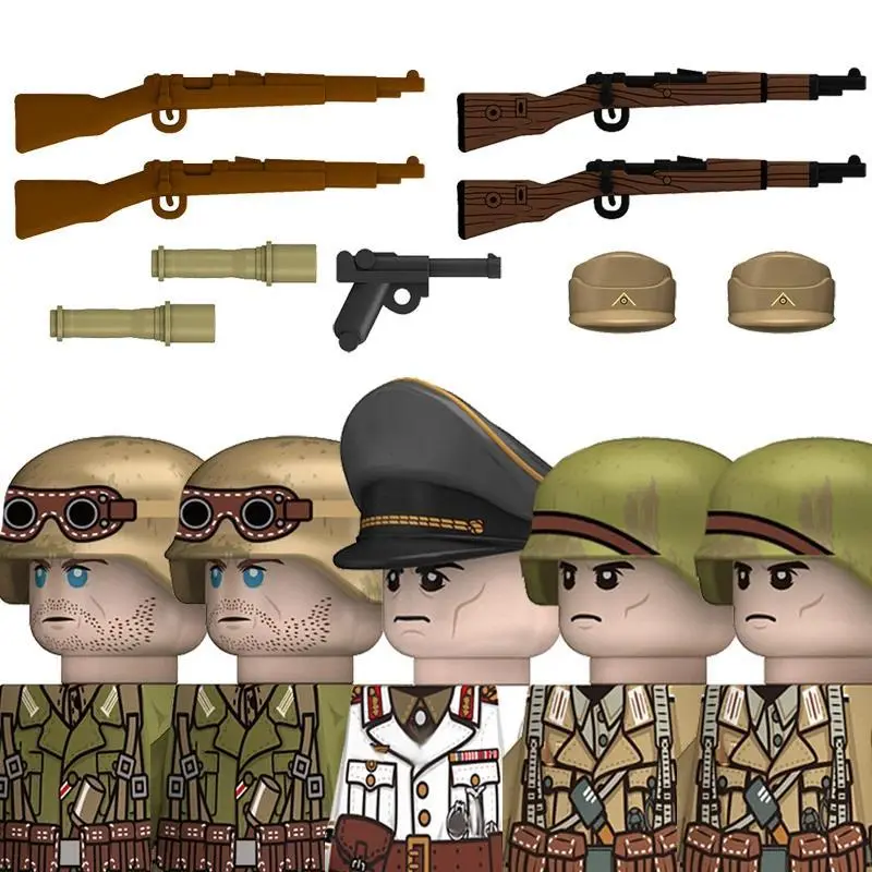 WW2 Military Infantry Soldier Figures Building Blocks Britain US Soviet Union Legion Armored Troop Guns Helmet Bricks Toy Gift