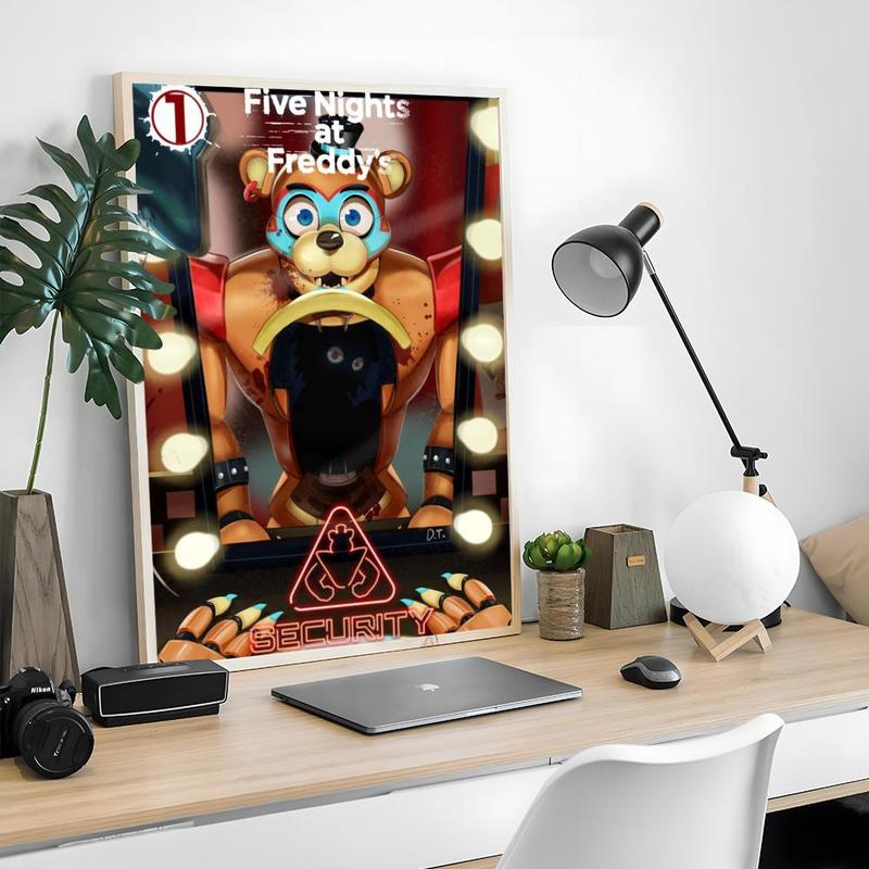 Game FnafFive-nights-At-Freddys Poster Sticky Waterproof Wall Art High Quality Print Unique Artwork Aesthetic Home Living Bedroom Decor Trendy Room Decoration Easy-To-Apply Gift Durable