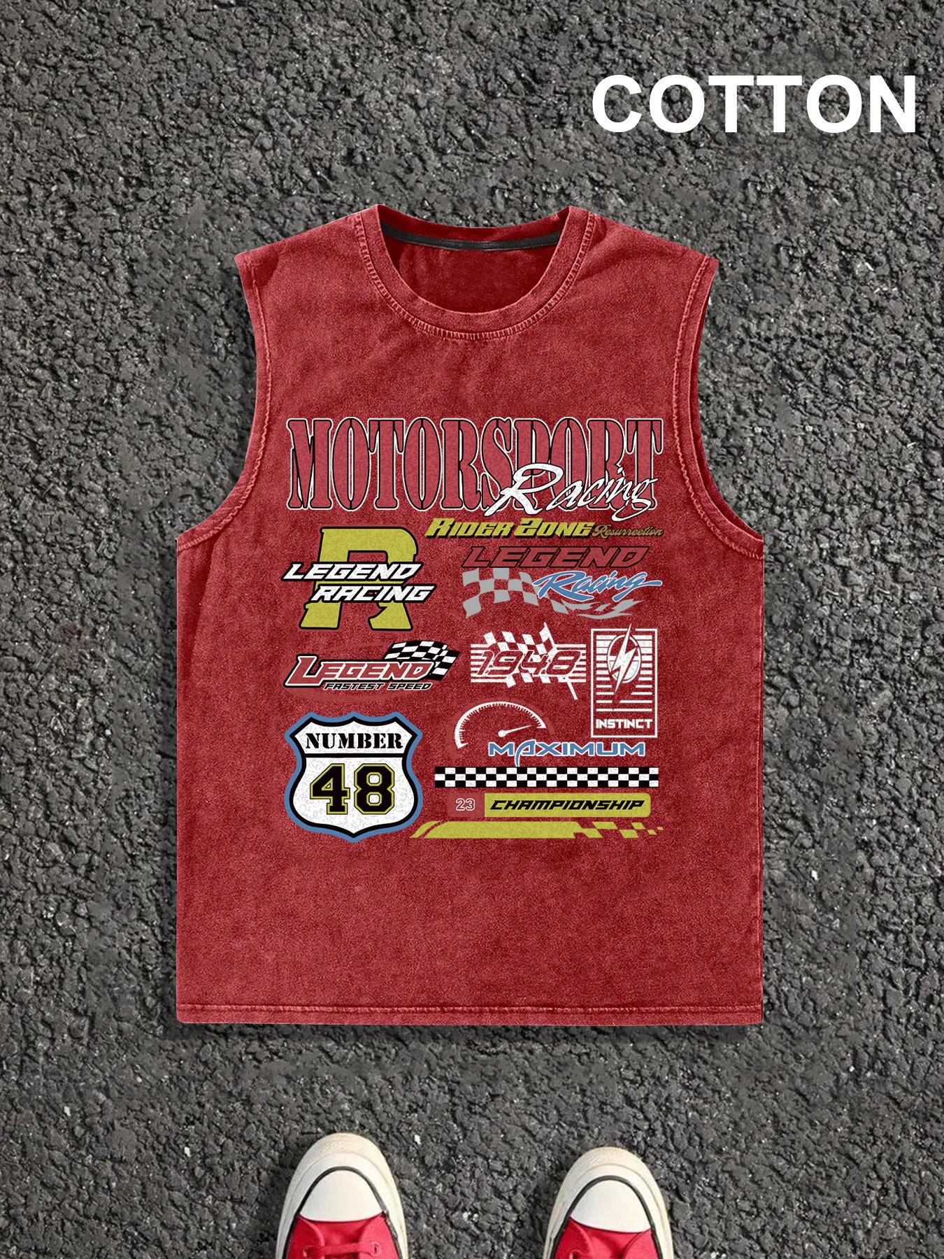 Men's Vintage Graphic Print Round Neck Tank Top, Casual Sleeveless Fitted Top for Summer, Men's Top for Daily Wear