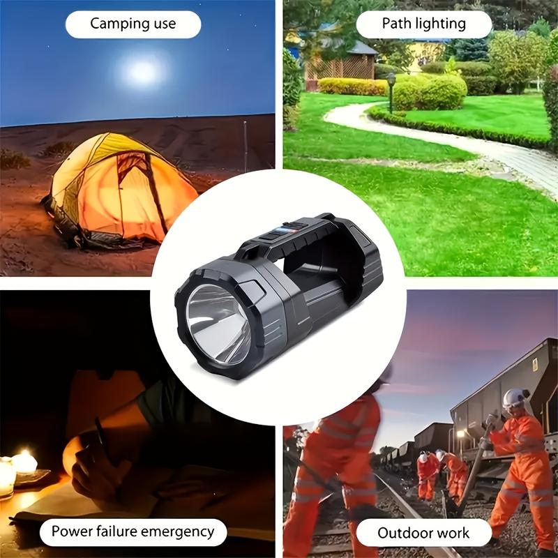 Rechargeable Spotlight Flashlight, Ultra-Bright LED Handheld Spotlight, USB-Charging Portable Lantern with Side Lighting, Strong Light Flashlight, Ideal for Emergencies, Hiking, and Camping