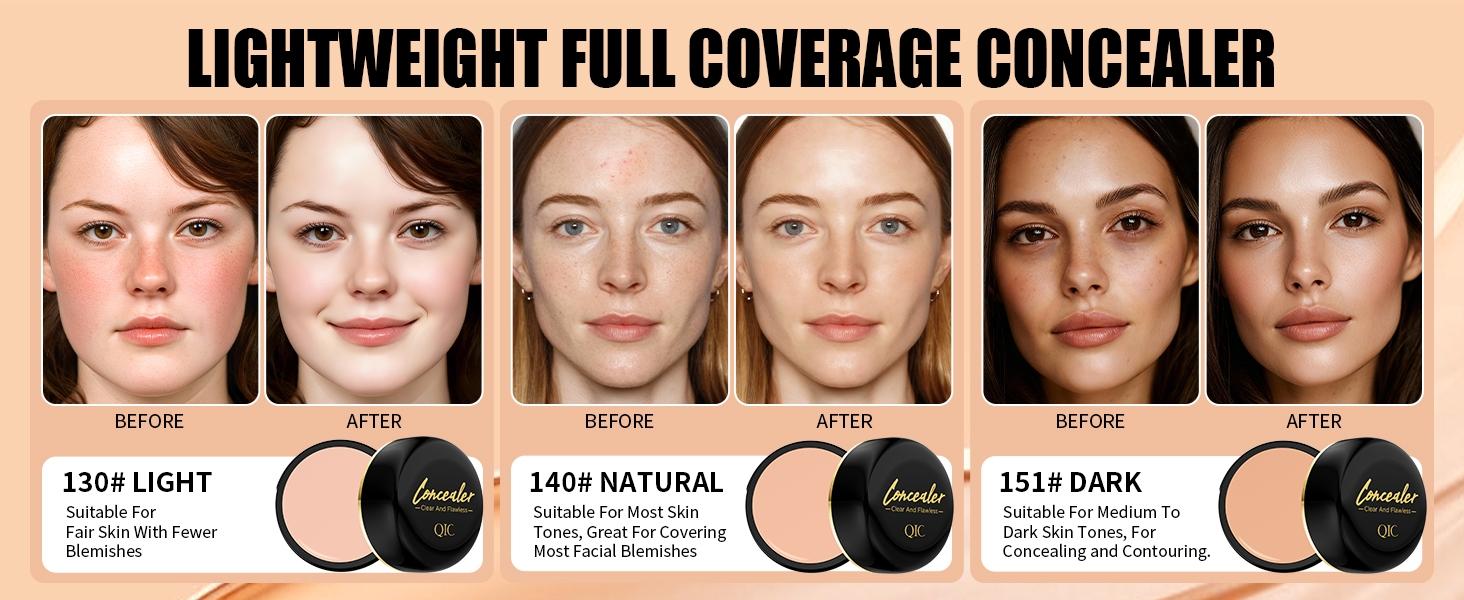 1PC Concealer, Natural Color Correcting Concealer for Women, Full Coverage Makeup for Face, Eye, Body, Nourishing Makeup for a More Even Complexion