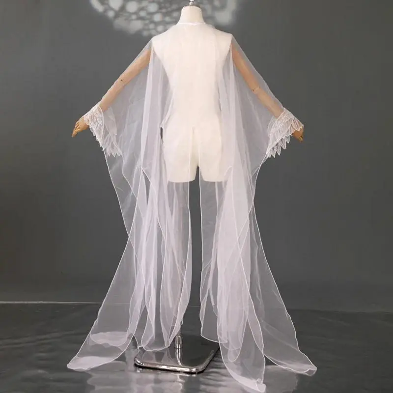 Antique Cardigan Fairy Thin Tulle Chiffon Chinese Hanfu Coat Summer Shawl Cloak Folk Dance Overcoat Cosplay Stage Costume