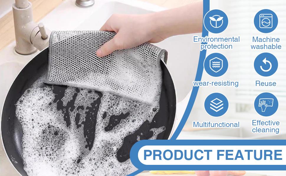 20 Counts Multipurpose Non-Scratch Wire Dishcloths – Double-Layer Reusable Dishwashing Rags for Wet & Dry Use, Kitchen Cleaning Cloth for Sinks, Pans & Dishes, Washable & Durable 20 Counts Multipurpose Non-Scratch Wire Dishcloths – Double-Layer Reusable Dishwashing Rags for Wet & Dry Use, Kitchen Cleaning Cloth for Sinks, Pans & Dishes, Washable & Durable