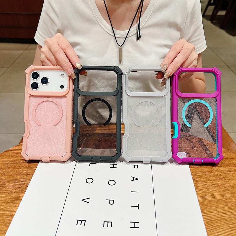 Transparent Magsafe Magnetic Corner Protection Protective Shockproof Phone Case, Compatible with iPhone 17 Pro Max 17 Air 16 15 14 13 12 11, Casing