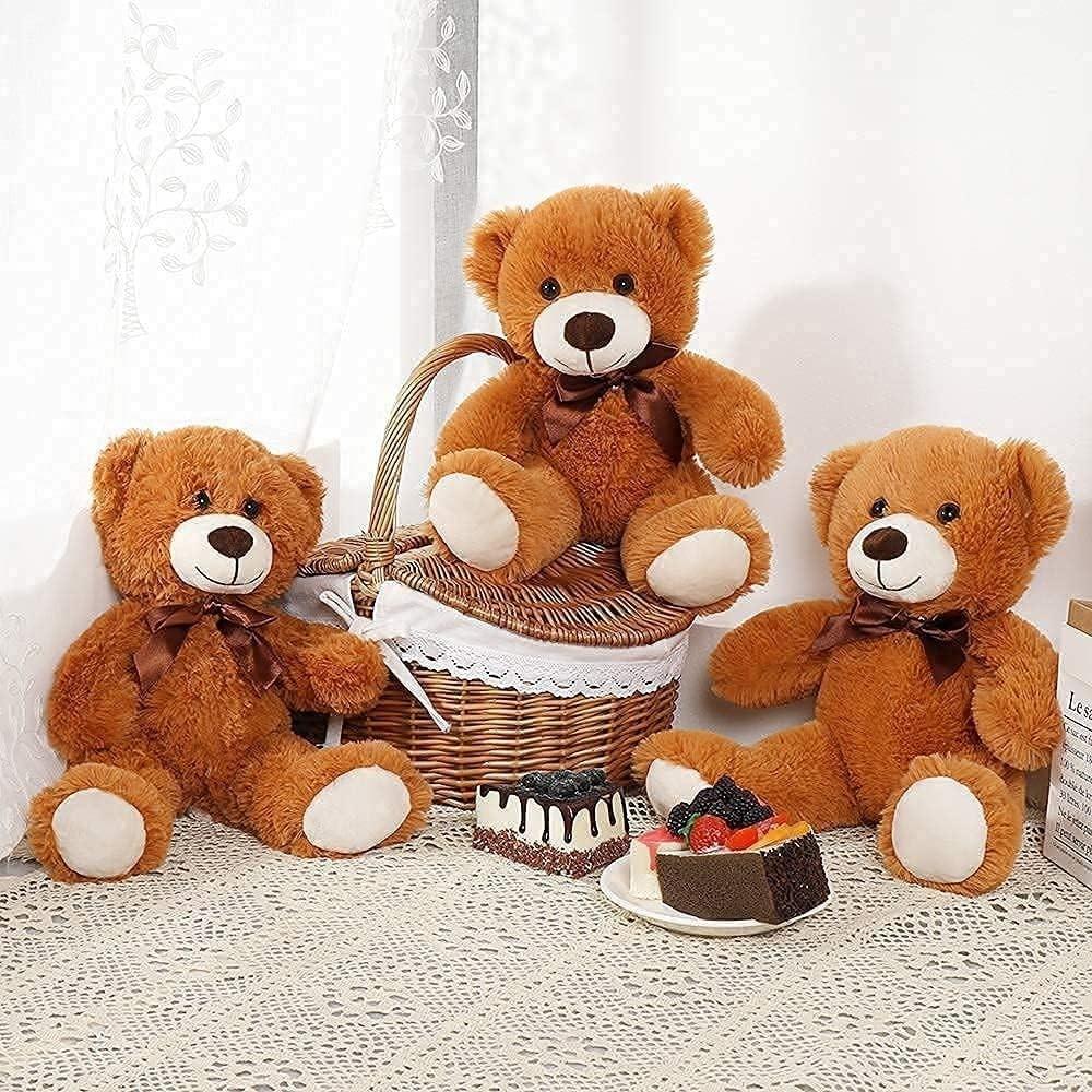 3 Pack Teddy Bears Bulk Teddy Bear Stuffed Animal Baby Shower Bear Plush Gifts for Christmas Valentine's Day Mother's Day for Kids Gift or Wedding Decorations, Teddybear