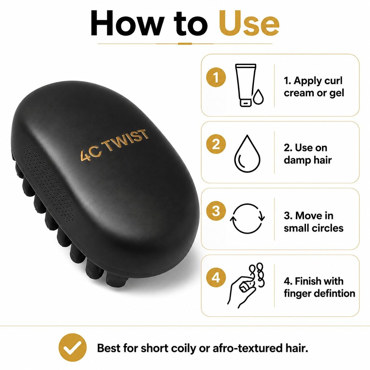 Men’s 4C Twist Curl Styling 3-Piece Set, Hair Styling Tools, 4C Hair Sponge Brush Kit with Hair Pick, Curl Comb & Texture Comb, Designed for Curly Hair, Defined Coils, Wave Patterns, Natural Short Hair Styling, Volume Control & Clean Textured Looks