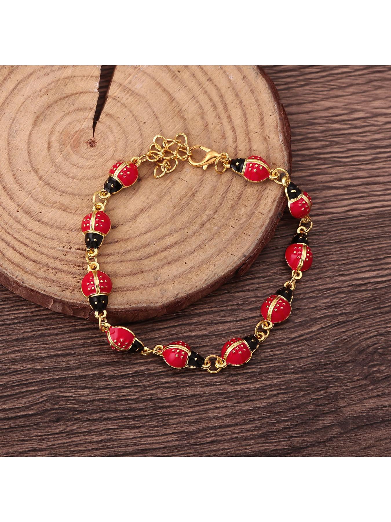 Women's Ladybug Bracelet Y2K Style Cute Insect Jewelry Kawaii Bug Accessories Fashion Trendy Unique Gift for Girls