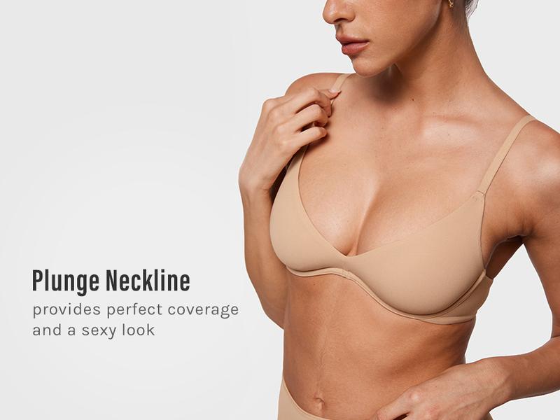 INLYRIC Women's Inbarely Plus Plunge Bra - Unlined Underwire Sexy Demi Balconette Bras