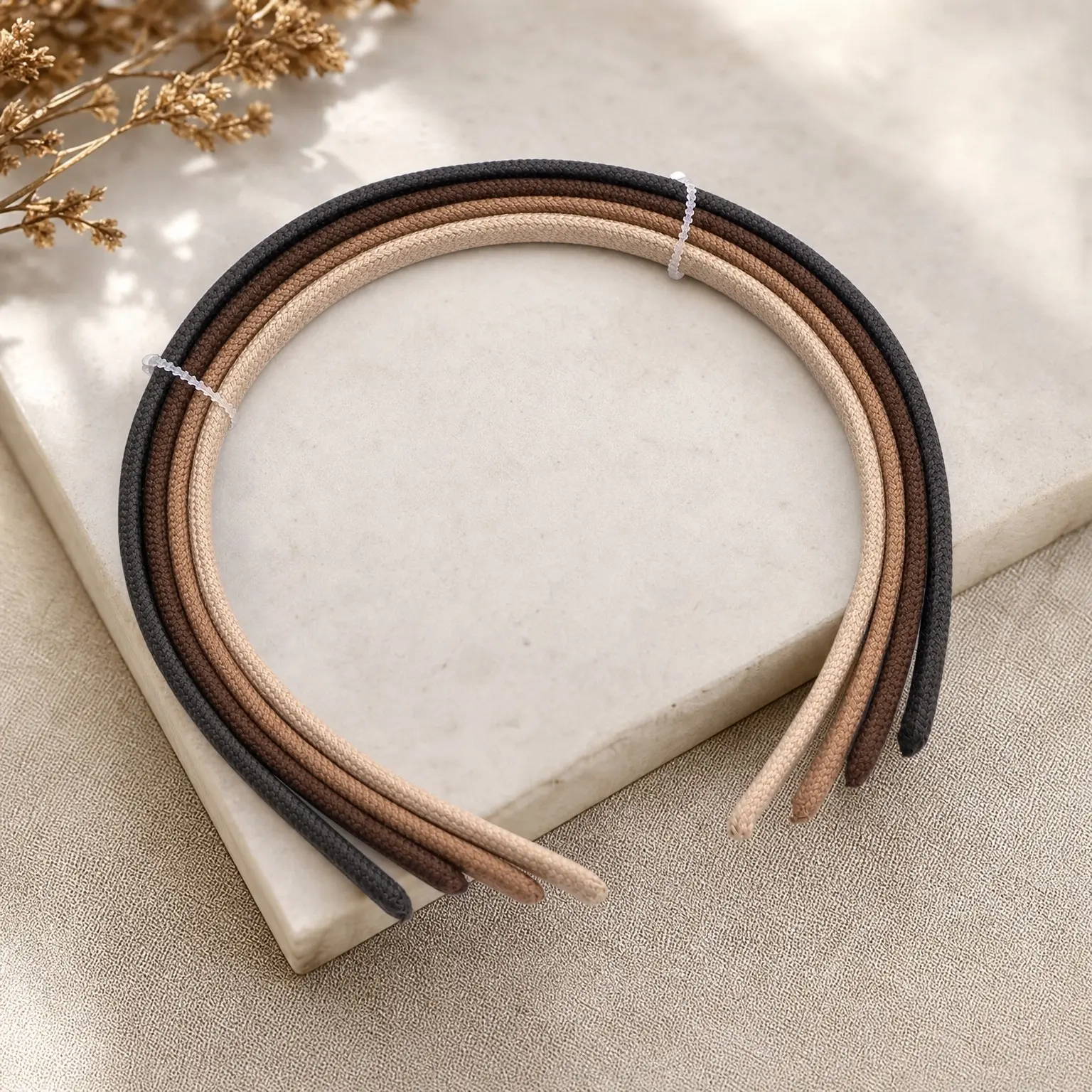 Thin 8mm Headbands for Women - 4 Count Skinny Hair Bands, Comfortable Narrow Headbands in Neutral Colors (Dark Brown, Medium Brown, Dark Blonde, Beige Blonde)Gift