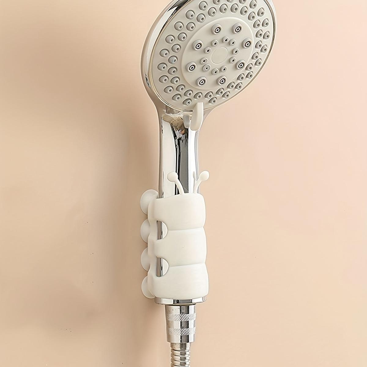 4PCS Silicone Suction Shower Head Holders, Shower Attachment, No Drill Handheld Shower Brackets with Suction, Movable Wall Mount Spray Holder, Waterproof Bathroom Shower Accessory for Smooth Surfaces, Easy Install Home Bath Organizer