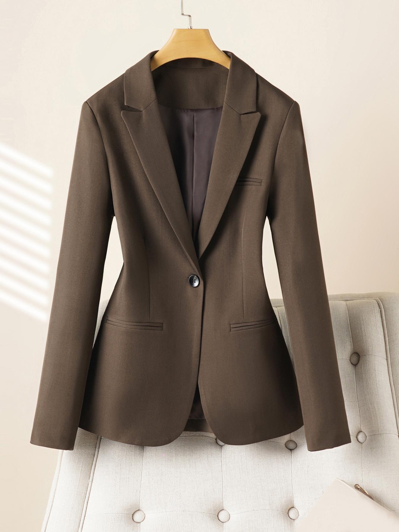 Women's Long Sleeve Blazer Jacket, Casual Office Wear, Versatile One Button Design, Perfect for Business and Daily Use