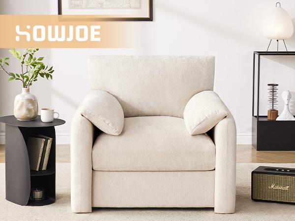 Chenille Oversized Armchair, 38.6" Wide Accent Chairs for Living Room & Bedroom Modern Lounge Chair, Upholstered Mid-Century Reading Chair, Comfy Living Room Chair, Single Sofa Chair