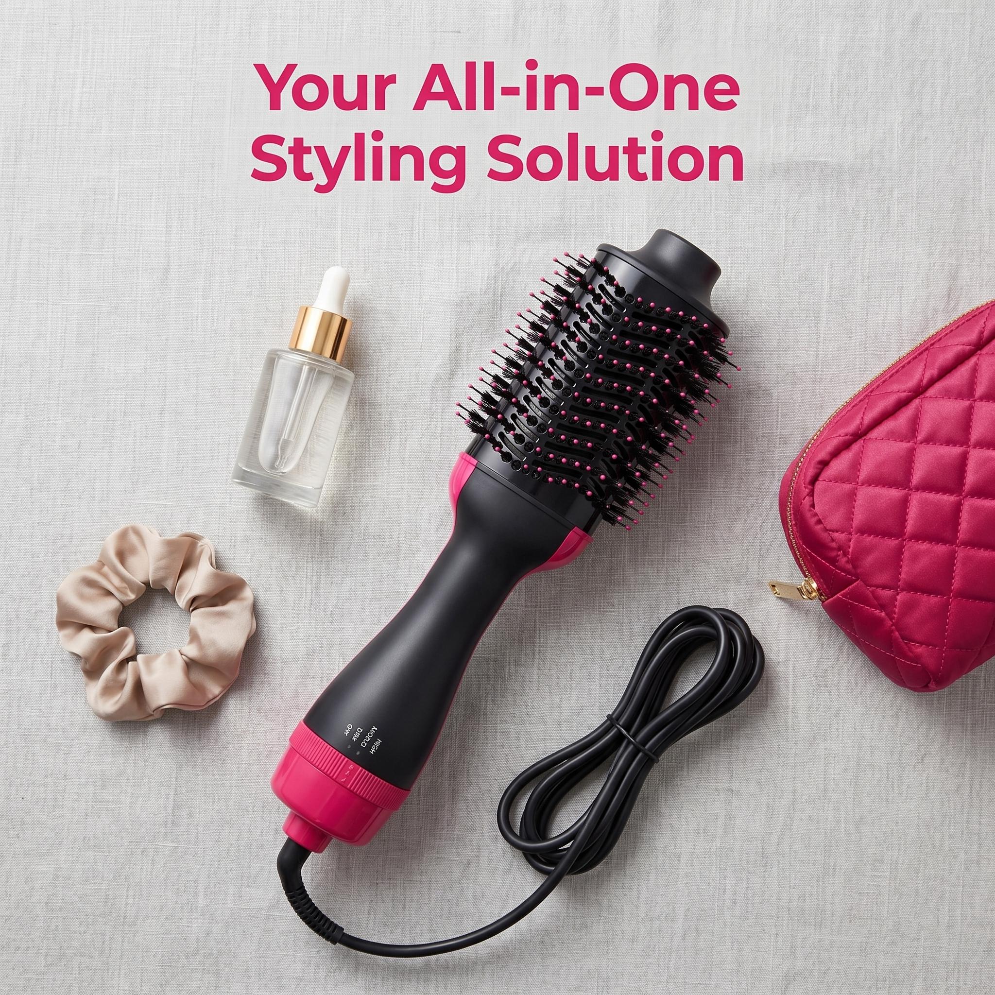 Professional One-Step Hair Dryer Brush, Fast Heating Hot Air Styler, Ionic Blow Dryer & Volumizing Hair Straightener Comb, Salon-Quality Hair Styling Tool for Drying, Straightening & Curling