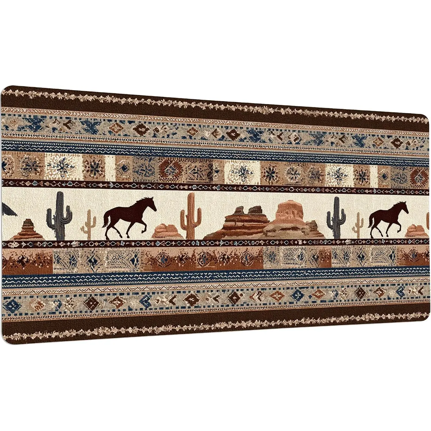 Western Cowboy Desk Mat, Cute Ranch Brown Extended Gaming Keyboard Mouse Pad, Computer  Laptop Protector Mat, Non-Slip Waterproof  Desk Pad Home Office Decor 31.5"*15.7", D