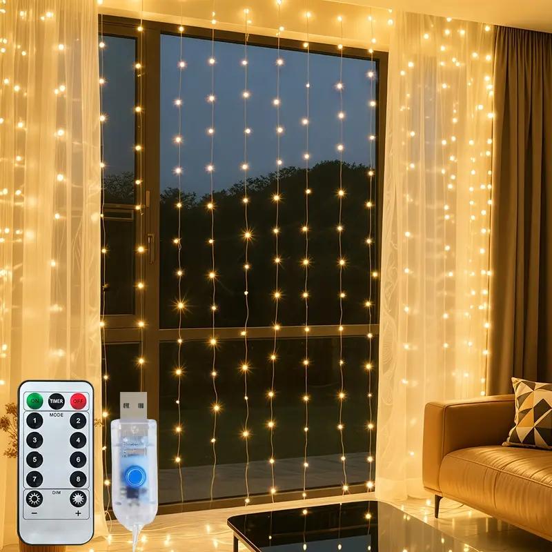 LED Curtain Light String, USB Powered LED Curtain Light String, Decorative Interior LED Lights String For Wedding Bedroom Living Room, Adjustable Led Lights