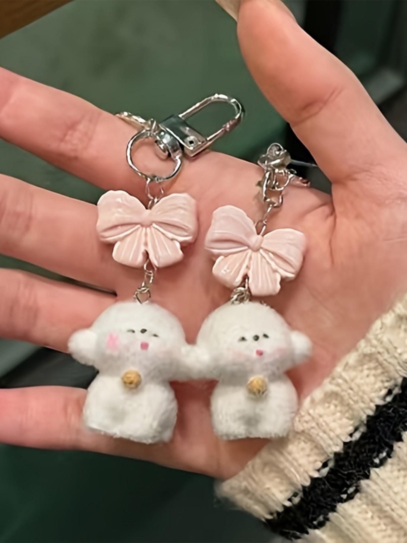 Bow Cute Dog Keychain, I Love You Heart Pendant Bag Charm, Perfect for Daily Use and Holiday Gifts, All-Season Casual Accessory