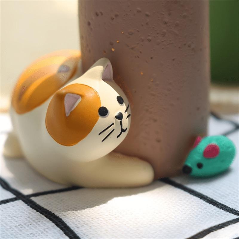 Cute cat pen holder, mini pen holder, creative decoration for study, home decor, office desk decoration, office